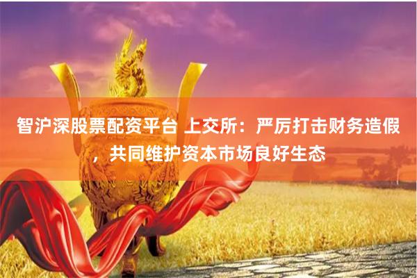 智沪深股票配资平台 上交所：严厉打击财务造假，共同维护资本市场良好生态